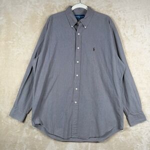 Ralph Lauren Blake Men's Button Down Shirt‎ Brown Gingham Check Size L